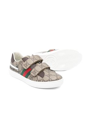 sneakers in pelle marrone GUCCI KIDS | 463090FAEZC8549